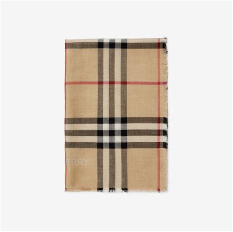 Reversible Check Wool Silk Scarf in Sand/lichen 